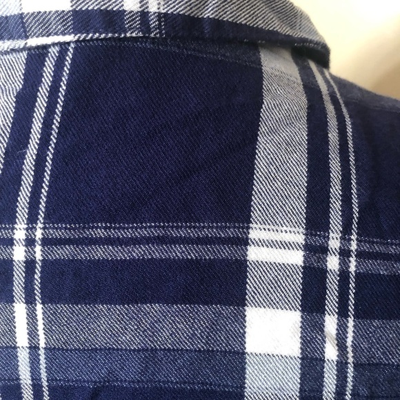 Guess Blue Plaid Button Up Cold Shoulder Shirtdress Sz M - Picture 4 of 8